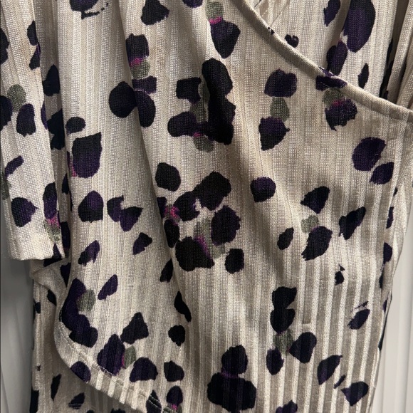 DKNY Beige, Purple  and Black Wrap Blouse - Picture 2 of 2